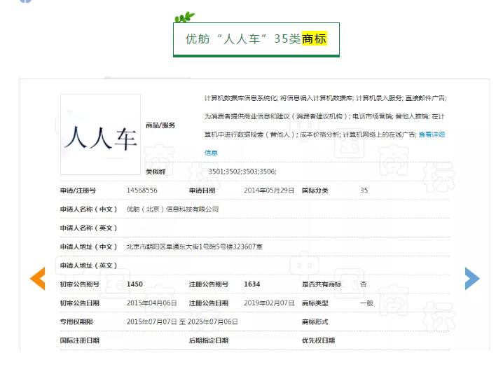 “人人車”商標在優(yōu)信二手車手中，對家拿了自己的王牌，人人車該怎么辦？