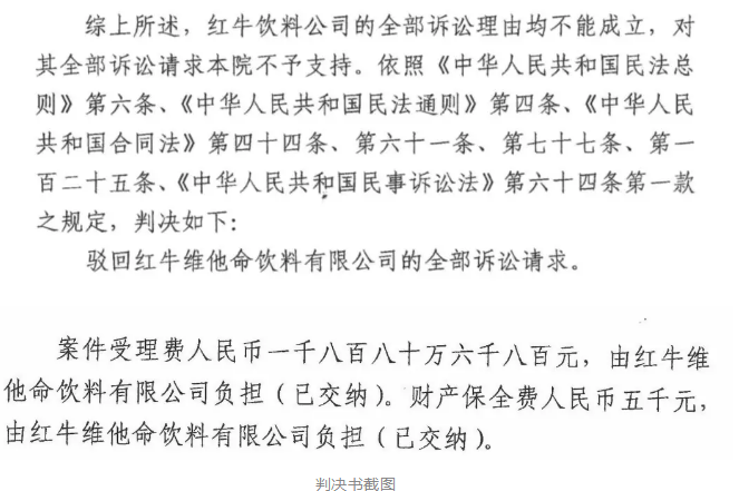 剛剛！紅牛37億商標(biāo)案宣判，僅訴訟費(fèi)高達(dá)1800余萬