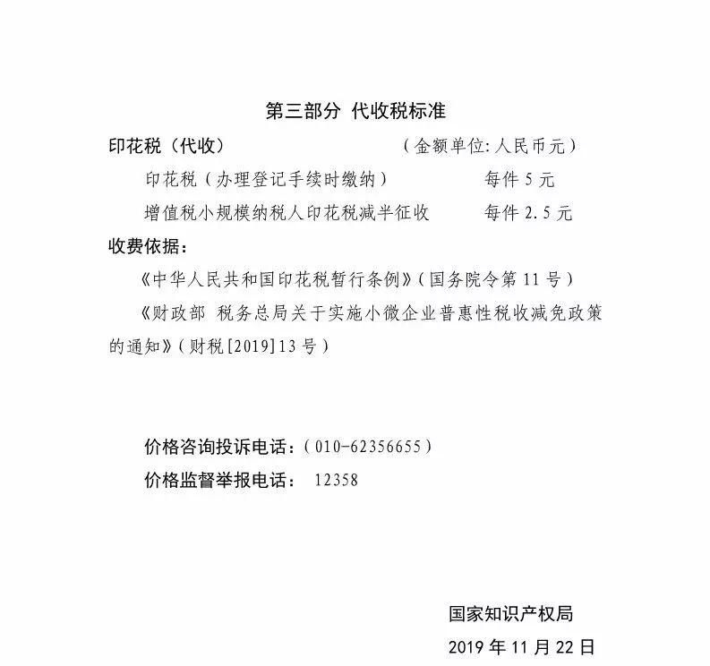 國(guó)知局：最新專利申請(qǐng)收費(fèi)及商標(biāo)注冊(cè)收費(fèi)標(biāo)準(zhǔn) 