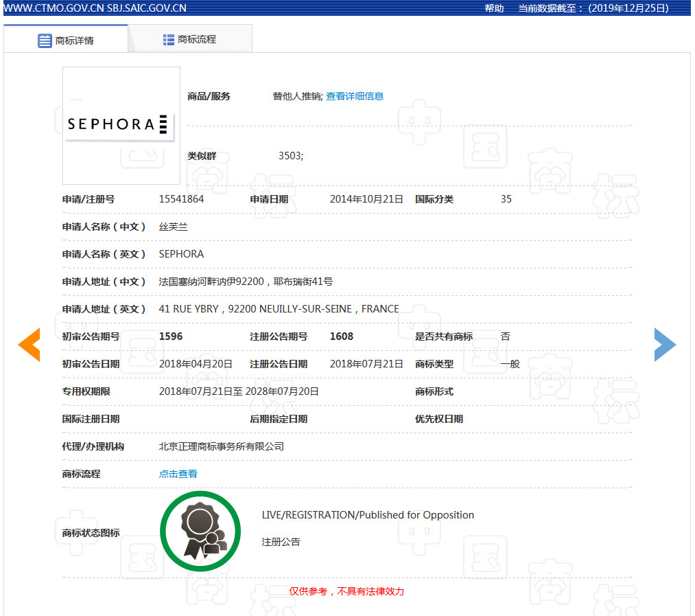 美妝巨頭絲芙蘭被東莞某公司搶注商標(biāo)了？