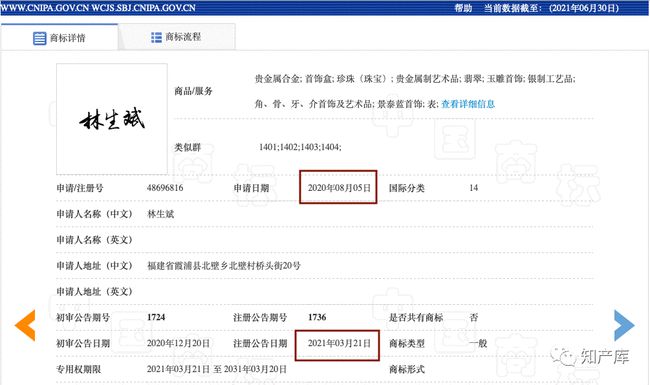 2021年7月6日林生斌一口氣申請了十八件“林生斌”商標(biāo)