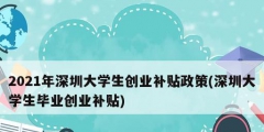 2021年深圳大學(xué)生創(chuàng)業(yè)補(bǔ)貼政策(深圳大學(xué)生畢業(yè)創(chuàng)業(yè)補(bǔ)貼)