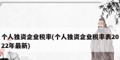 個(gè)人獨(dú)資企業(yè)稅率(個(gè)人獨(dú)資企業(yè)稅率表2022年最新)