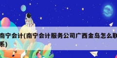 南寧會計(南寧會計服務公司廣西金島怎么聯系)