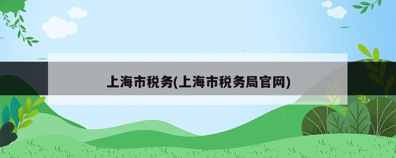 上海市稅務(wù)(上海市稅務(wù)局官網(wǎng))