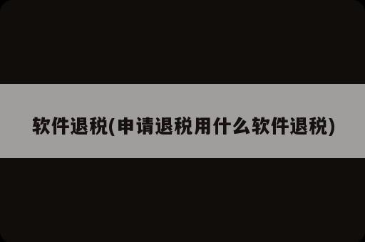 軟件退稅(申請(qǐng)退稅用什么軟件退稅)