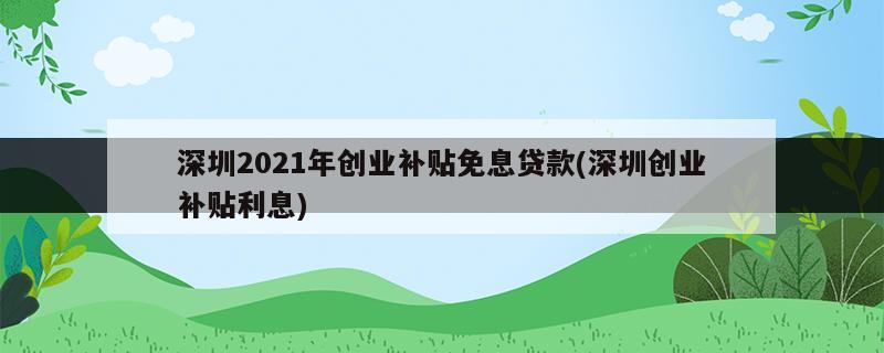 深圳2021年創(chuàng)業(yè)補(bǔ)貼免息貸款(深圳創(chuàng)業(yè)補(bǔ)貼利息)