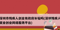 深圳市殘疾人創(chuàng)業(yè)有政府補(bǔ)貼嗎(深圳殘疾人就業(yè)創(chuàng)業(yè)網(wǎng)絡(luò)服務(wù)平臺)