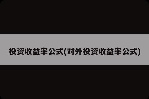 投資收益率公式(對(duì)外投資收益率公式)