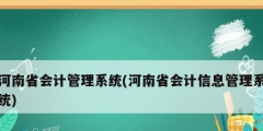 河南省會計管理系統(tǒng)(河南省會計信息管理系統(tǒng))